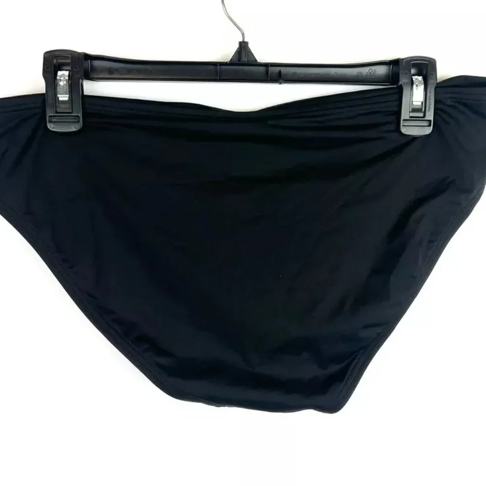 Tommy Bahama Women’s Black Twist Front Brief Bikini Bottom Size 14